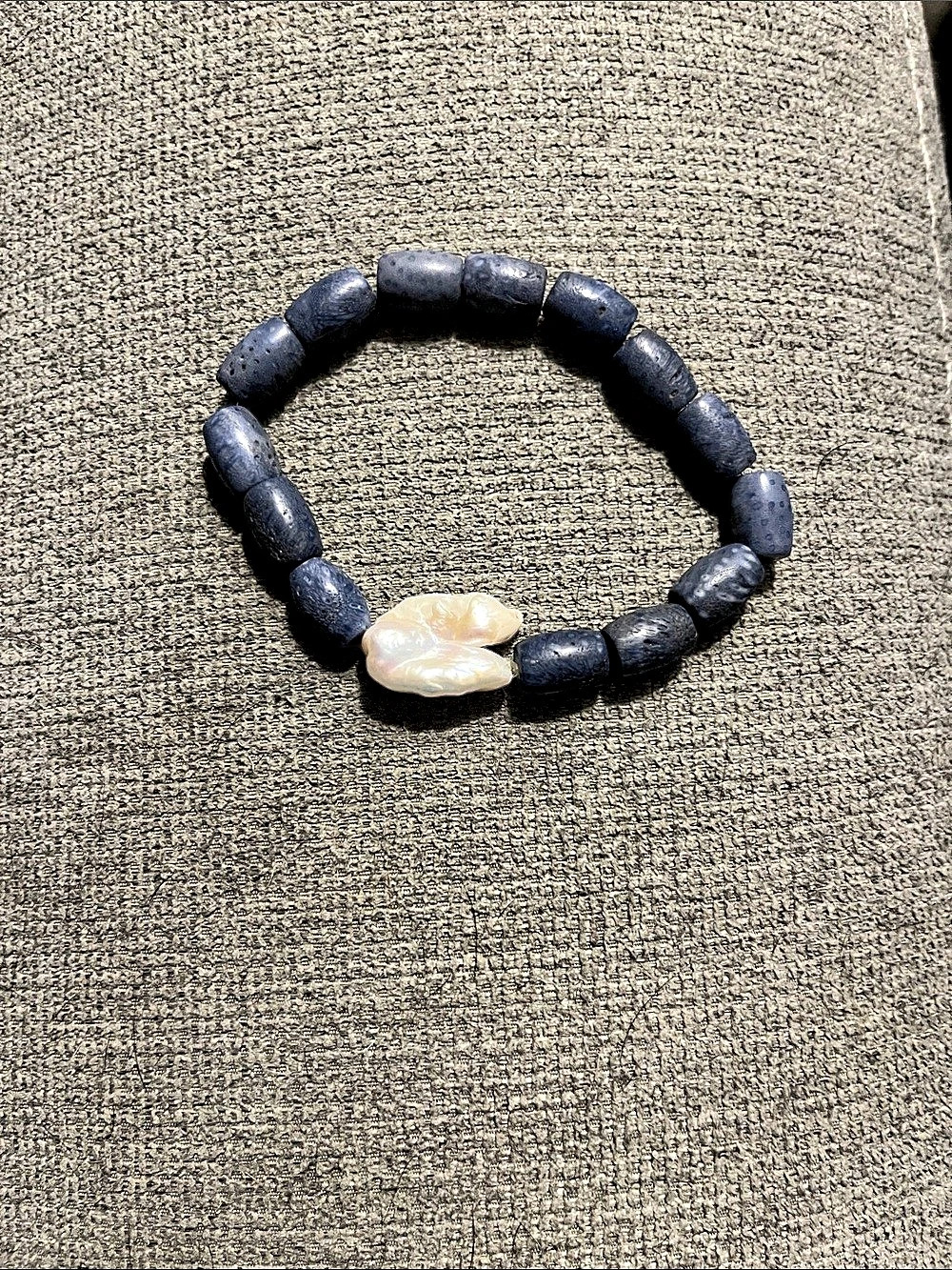 Blue & White Stretch Bracelet
